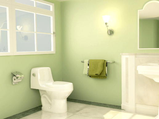 render baño pequeño en 3d con un estilo moderno